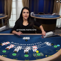 Table de black jack onlione avec croupière en direct