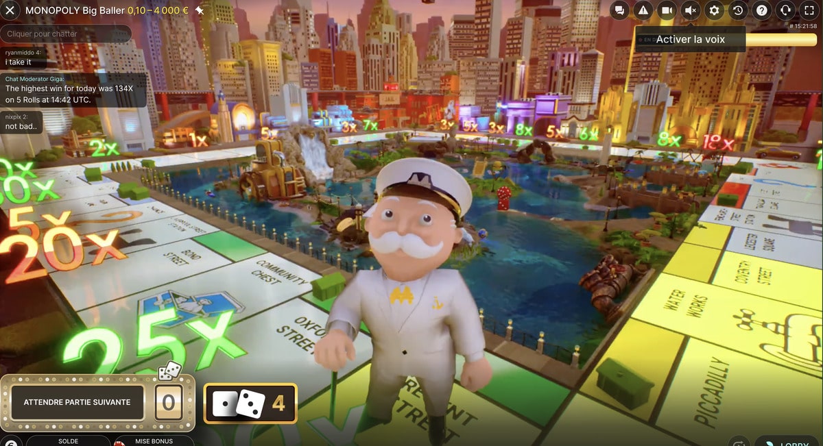 Jeu en live Monopoly Big Baller d'Evolution